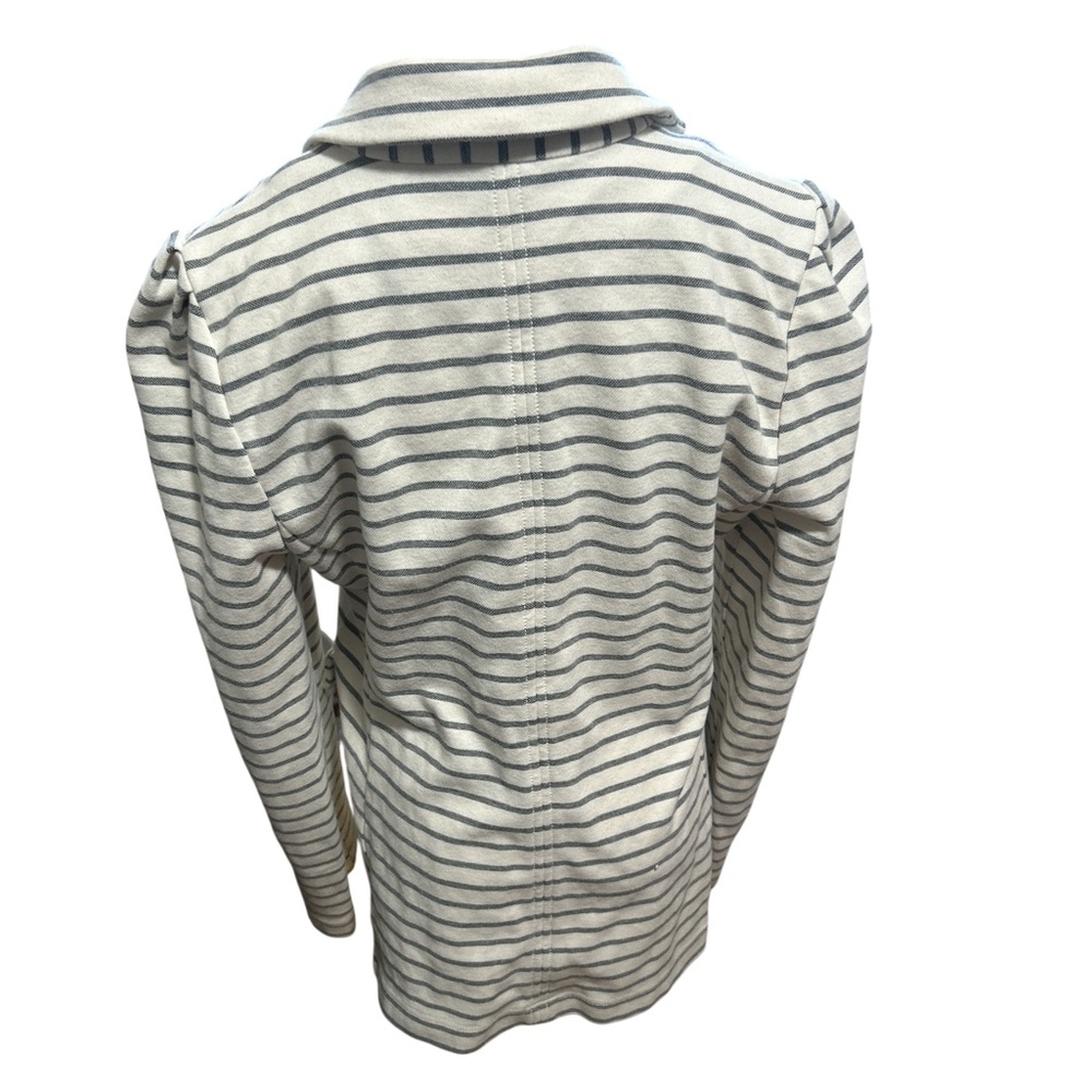 Anthropologie Striped Blazer Jacket Womens Large Black White Cotton preppy - Picture 5 of 9